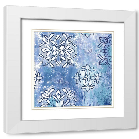 Blue Ex III White Modern Wood Framed Art Print with Double Matting by Watts, Eva