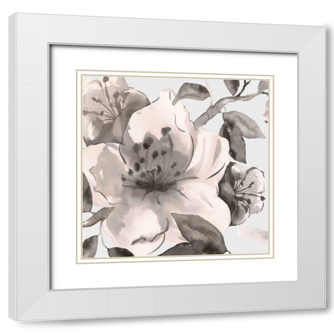 Free Blooms I White Modern Wood Framed Art Print with Double Matting by Watts, Eva