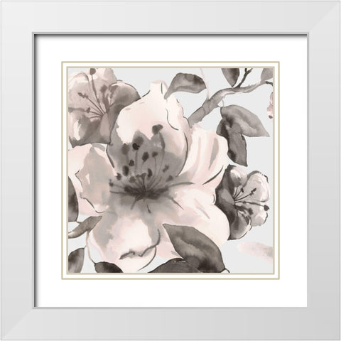 Free Blooms I White Modern Wood Framed Art Print with Double Matting by Watts, Eva