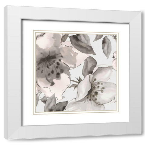 Free Blooms II White Modern Wood Framed Art Print with Double Matting by Watts, Eva