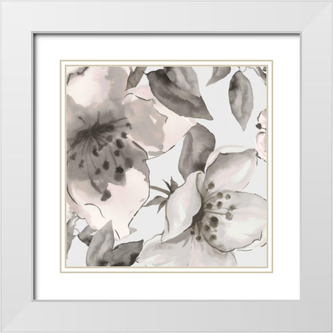 Free Blooms II White Modern Wood Framed Art Print with Double Matting by Watts, Eva