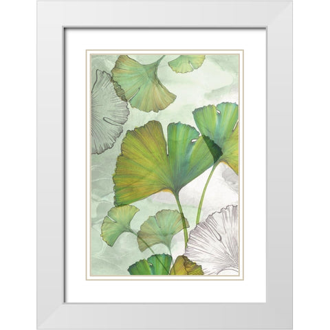 Ginkgo I White Modern Wood Framed Art Print with Double Matting by Watts, Eva