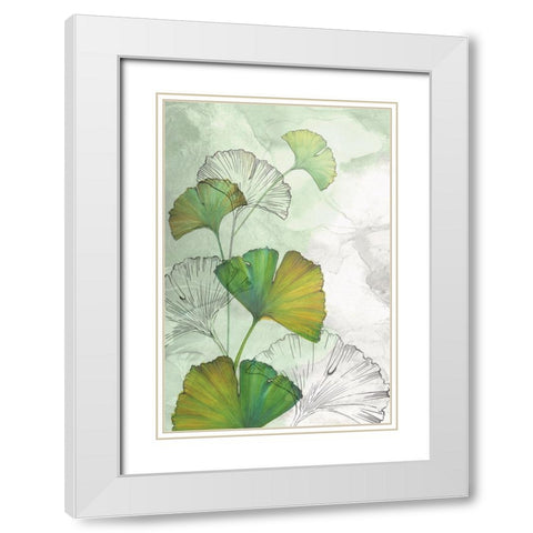 Ginkgo II White Modern Wood Framed Art Print with Double Matting by Watts, Eva