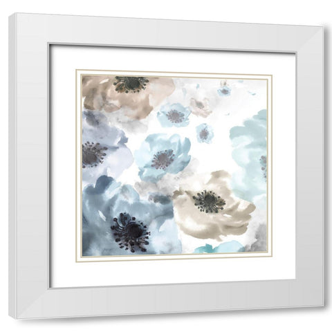 Soft Cascade I White Modern Wood Framed Art Print with Double Matting by Watts, Eva