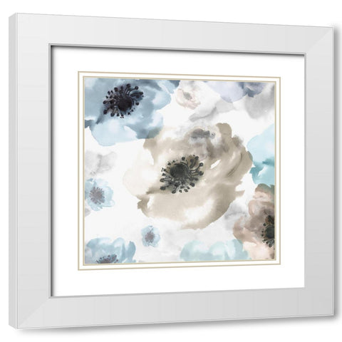 Soft Cascade II White Modern Wood Framed Art Print with Double Matting by Watts, Eva