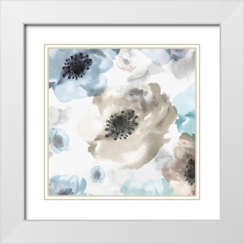 Soft Cascade II White Modern Wood Framed Art Print with Double Matting by Watts, Eva