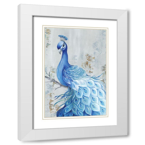 Peacock Paradise White Modern Wood Framed Art Print with Double Matting by Watts, Eva