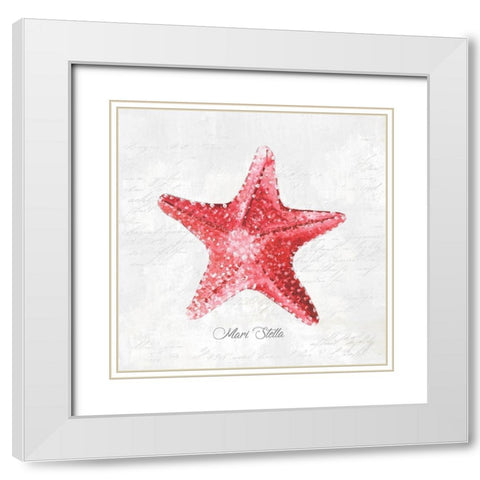 Red Starfish  White Modern Wood Framed Art Print with Double Matting by Watts, Eva