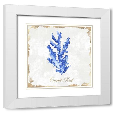 Blue Sea Coral  White Modern Wood Framed Art Print with Double Matting by Watts, Eva