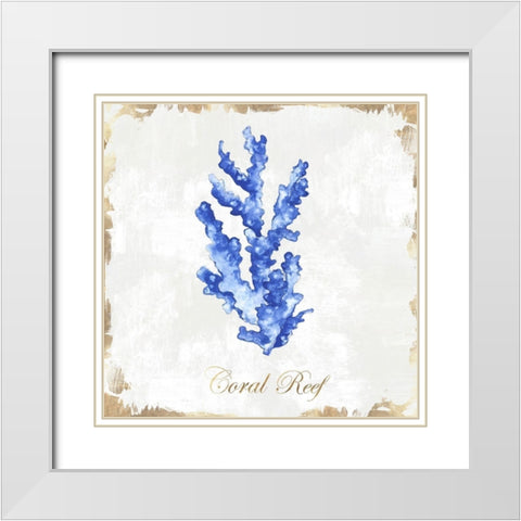 Blue Sea Coral  White Modern Wood Framed Art Print with Double Matting by Watts, Eva