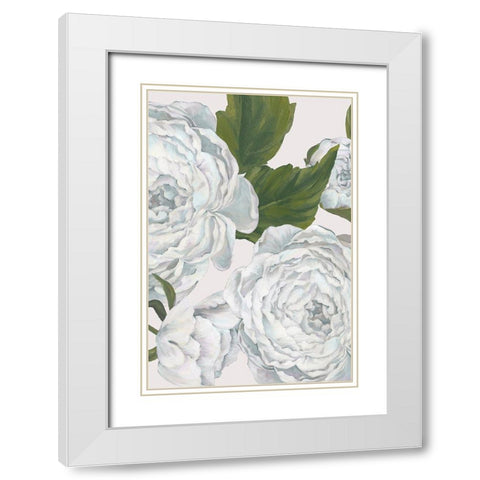 Grey Peony I  White Modern Wood Framed Art Print with Double Matting by Watts, Eva