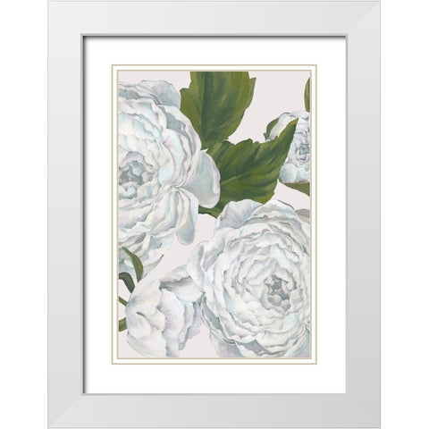 Grey Peony I  White Modern Wood Framed Art Print with Double Matting by Watts, Eva