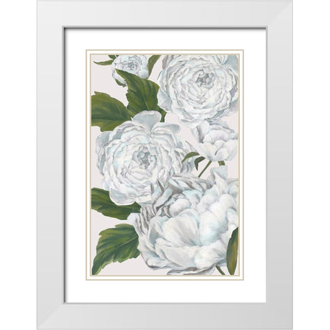 Grey Peony II White Modern Wood Framed Art Print with Double Matting by Watts, Eva