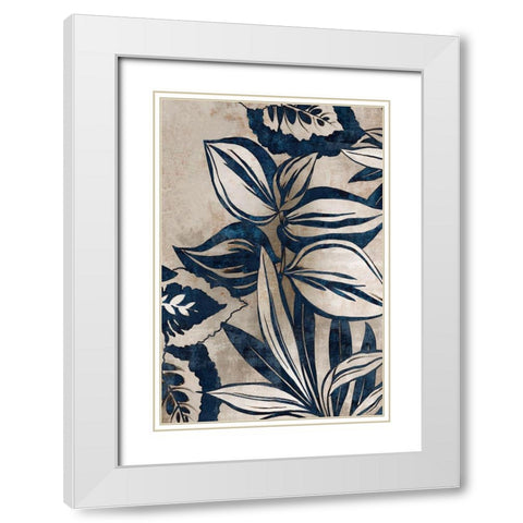 Blue Foliage I  White Modern Wood Framed Art Print with Double Matting by Watts, Eva