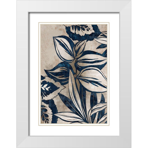 Blue Foliage I  White Modern Wood Framed Art Print with Double Matting by Watts, Eva