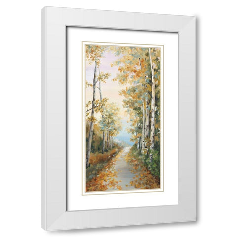 Path in the Forest  White Modern Wood Framed Art Print with Double Matting by Watts, Eva