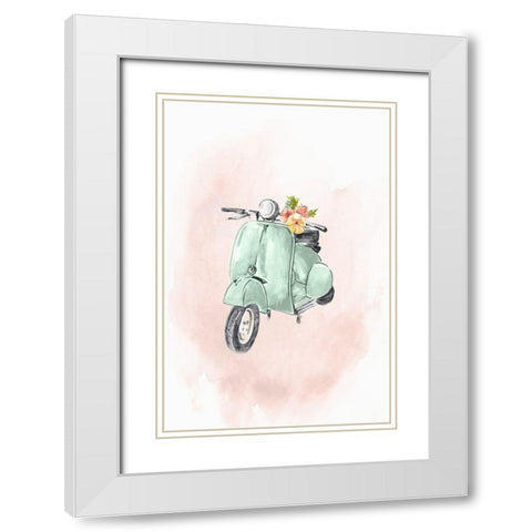 Green Bike White Modern Wood Framed Art Print with Double Matting by Watts, Eva