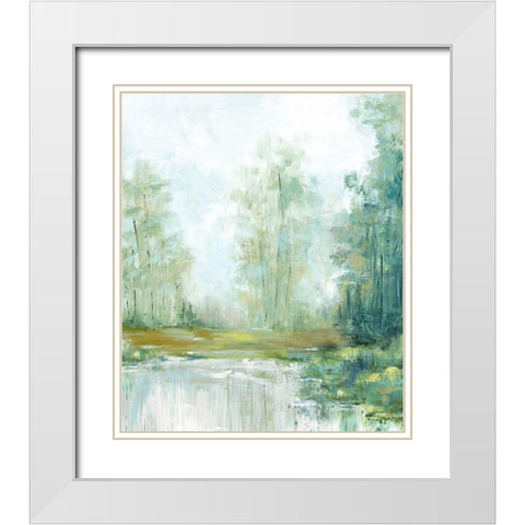 Jade Forest II White Modern Wood Framed Art Print with Double Matting by Watts, Eva