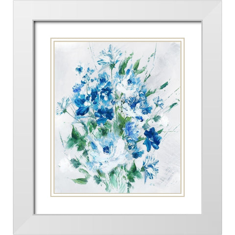 Fresh Blue White Modern Wood Framed Art Print with Double Matting by Watts, Eva