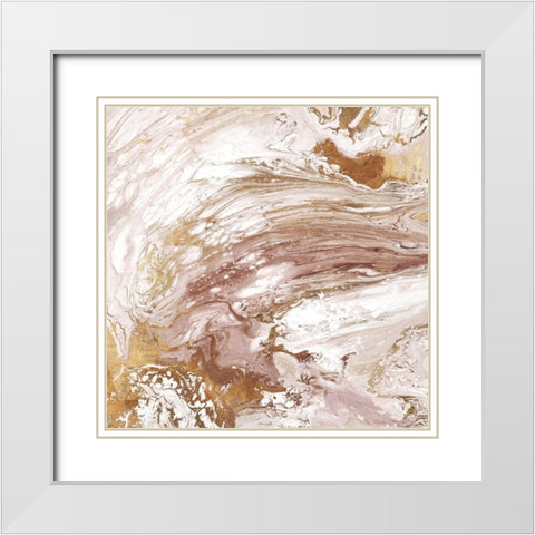 Rose Marble II White Modern Wood Framed Art Print with Double Matting by Watts, Eva