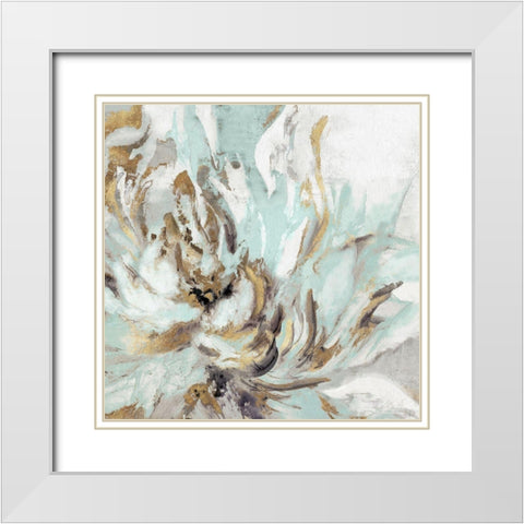 Touch of Teal I  White Modern Wood Framed Art Print with Double Matting by Watts, Eva