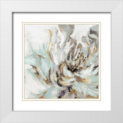 Touch of Teal II White Modern Wood Framed Art Print with Double Matting by Watts, Eva