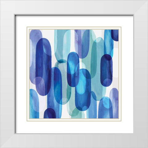 Groovy Blue I  White Modern Wood Framed Art Print with Double Matting by Watts, Eva