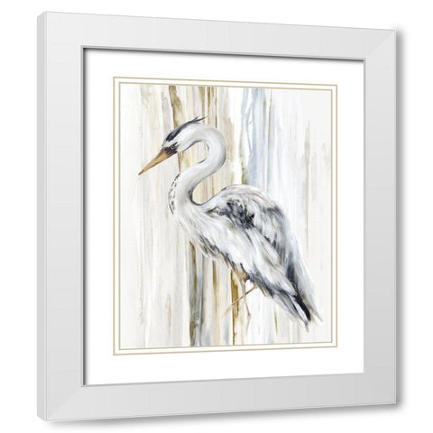 River Heron II White Modern Wood Framed Art Print with Double Matting by Watts, Eva
