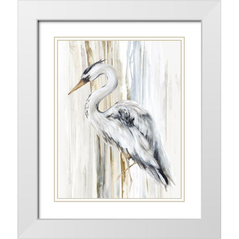 River Heron II White Modern Wood Framed Art Print with Double Matting by Watts, Eva