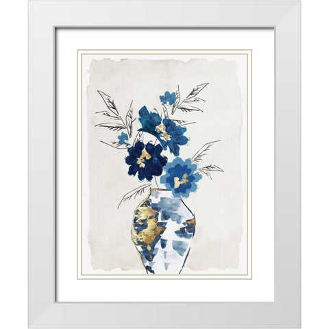 Sapphire Vase White Modern Wood Framed Art Print with Double Matting by Watts, Eva