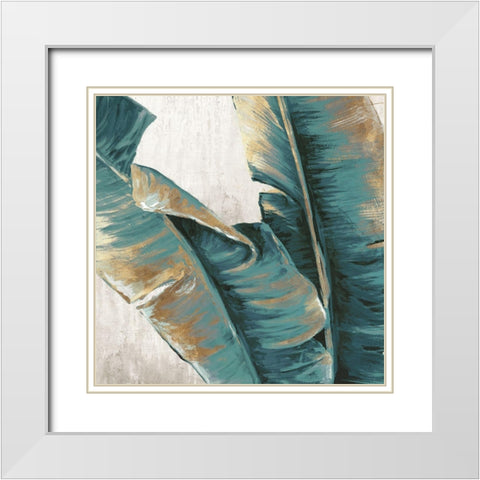 Banana Leaf White Modern Wood Framed Art Print with Double Matting by Watts, Eva