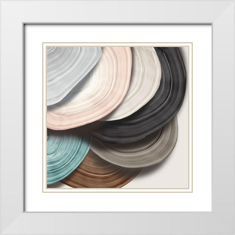 Disks I White Modern Wood Framed Art Print with Double Matting by Watts, Eva