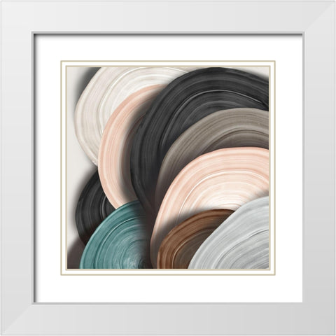 Disks II White Modern Wood Framed Art Print with Double Matting by Watts, Eva