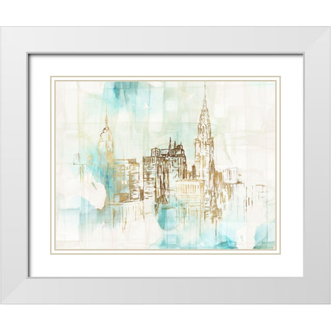 Woven New York City  White Modern Wood Framed Art Print with Double Matting by Watts, Eva