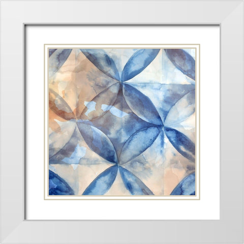 Indigo Rustic Tiles I  White Modern Wood Framed Art Print with Double Matting by Watts, Eva