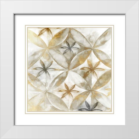 Neutral Rustic Tile White Modern Wood Framed Art Print with Double Matting by Watts, Eva