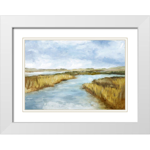 Distance Marshland White Modern Wood Framed Art Print with Double Matting by Watts, Eva