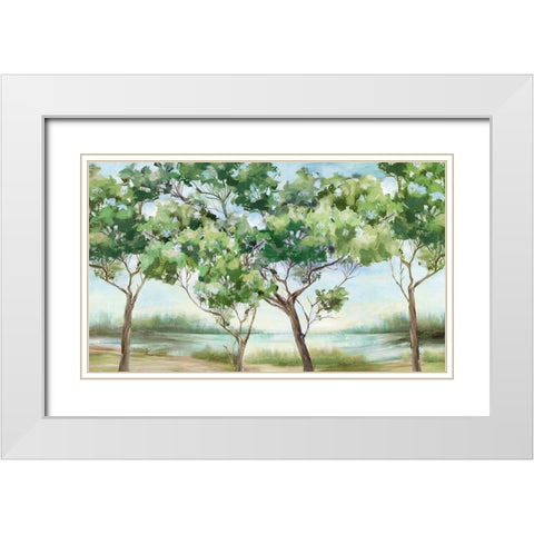 Summer Green Forest I  White Modern Wood Framed Art Print with Double Matting by Watts, Eva