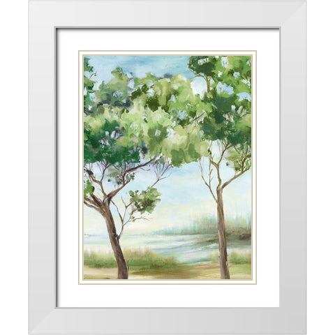 Summer Green Forest II White Modern Wood Framed Art Print with Double Matting by Watts, Eva