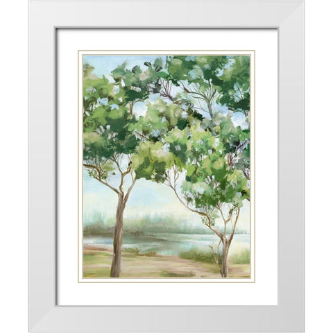 Summer Green Forest III White Modern Wood Framed Art Print with Double Matting by Watts, Eva