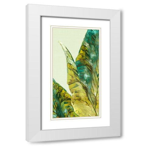 Tropical Green Leaves I  White Modern Wood Framed Art Print with Double Matting by Watts, Eva