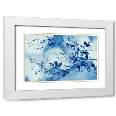 Indigo Branches  White Modern Wood Framed Art Print with Double Matting by Watts, Eva