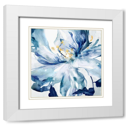 Blue Grande II White Modern Wood Framed Art Print with Double Matting by Watts, Eva