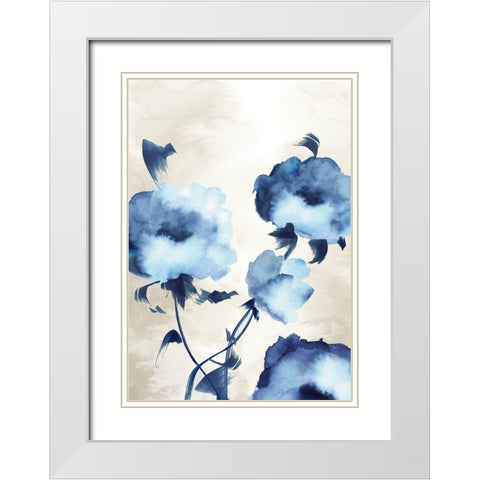 Silky Floral II White Modern Wood Framed Art Print with Double Matting by Watts, Eva