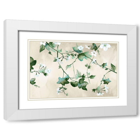Delicate Green Branches  White Modern Wood Framed Art Print with Double Matting by Watts, Eva