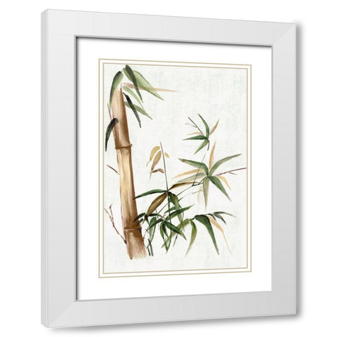 Green Bamboo I White Modern Wood Framed Art Print with Double Matting by Watts, Eva