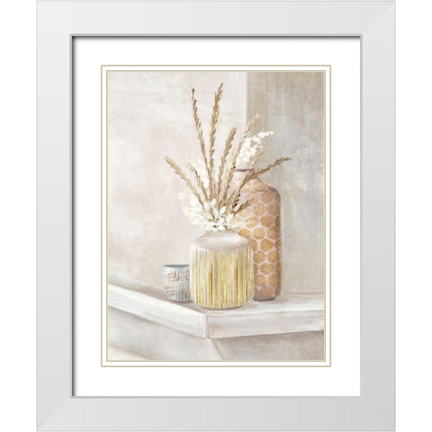 Delicate Vases II White Modern Wood Framed Art Print with Double Matting by Watts, Eva