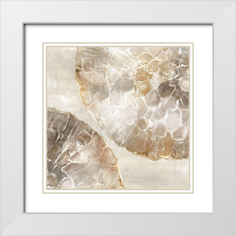 Golden Medallions II White Modern Wood Framed Art Print with Double Matting by Watts, Eva