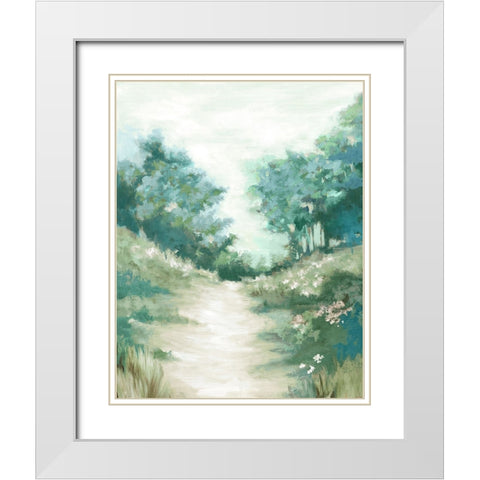 Peaceful Path Blue Version White Modern Wood Framed Art Print with Double Matting by Watts, Eva