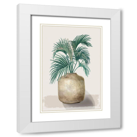 Palm Plant White Modern Wood Framed Art Print with Double Matting by Watts, Eva